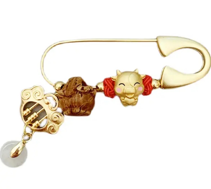 ASHION CHINESE STYLE GOLDEN SAFETY PIN JEWELRY BROOCH BREASTPIN